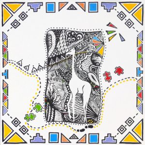 Earth and Sky, 2024 Screenprint and Acrylic on MDF board 60x60cm Private collection